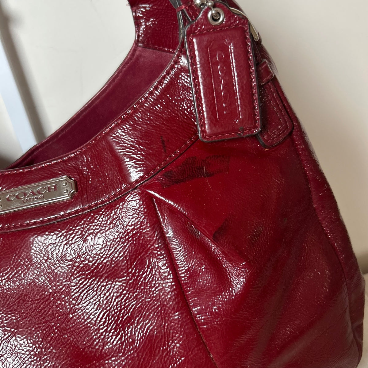 Coach Red Patent Leather 3 Compartment Shoulder Bag H1276-F19708
