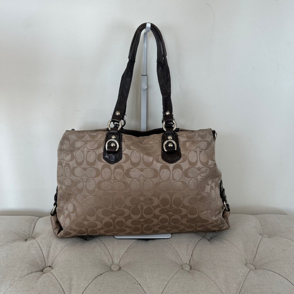 Coach Beige Monogram 3 Compartment Shoulder Bag C1159-F15510