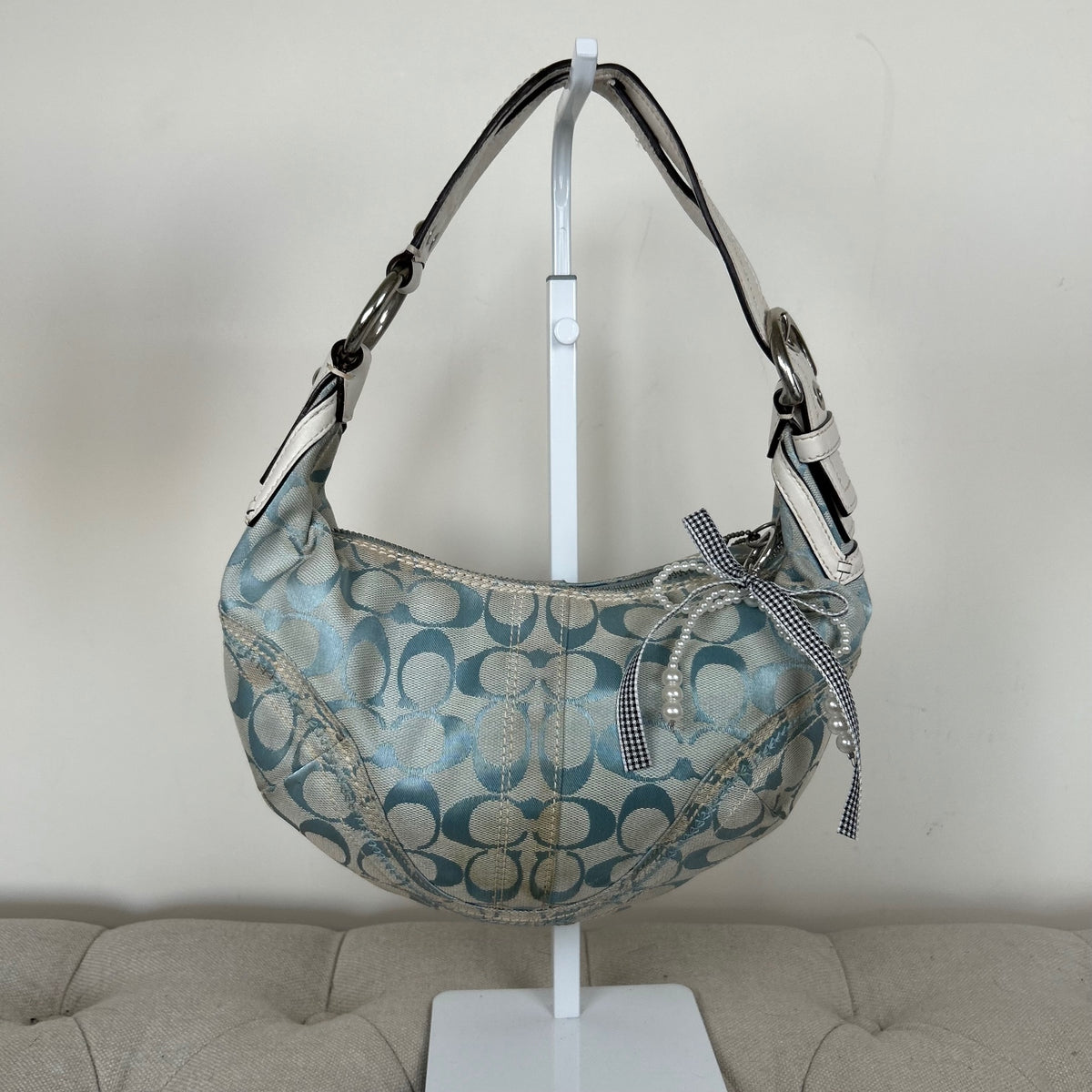 Coach Blue Monogram Signature Half Moon Hobo Shoulder Bag K0668-10599
