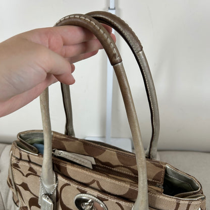 Coach Madeline Brown Monogram Shoulder Bag Silver Detail A0873-11557