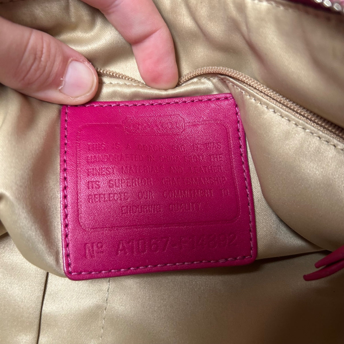 Coach White Pink Sateen Tote Shoulder Bag A1067-F14892