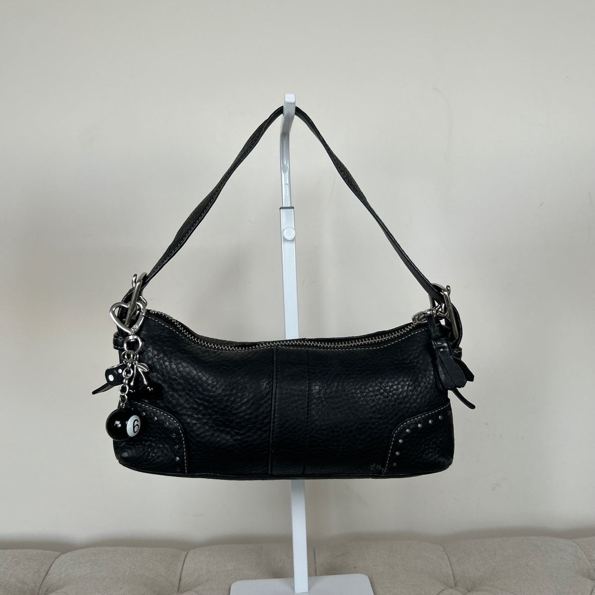 Coach Black Pebbled Leather Baguette Shoulder Bag J04S-5052