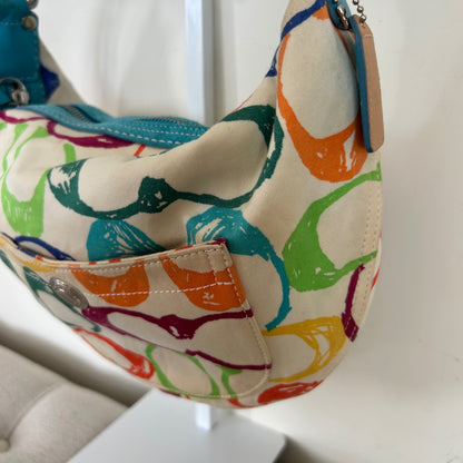Coach Scribble White Patent Leather Hobo Shoulder Bag M04J-5657