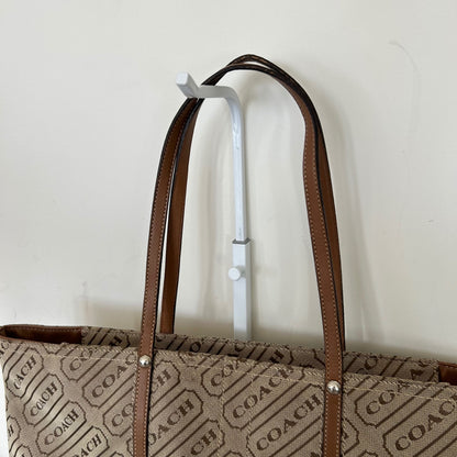 Coach Brown Pink Stripe Canvas Tote Shoulder Bag H0849-F12258