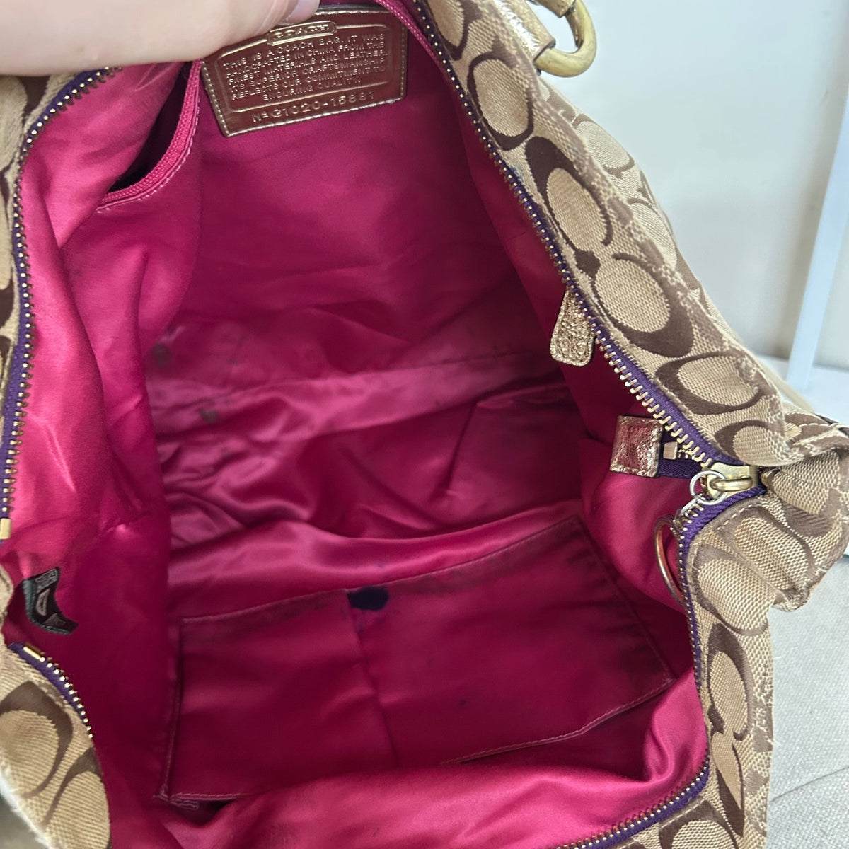 Coach Poppy Purple & Gold Plaid Convertible Shoulder Bag G1020-15881