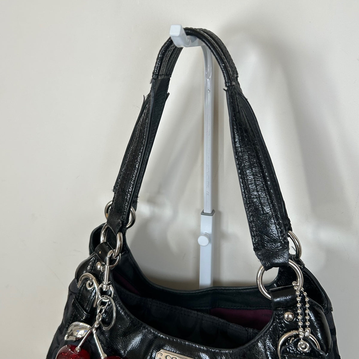Coach Maggie Black Signature Monogram 3 Compartment Shoulder Bag M1294-23116E