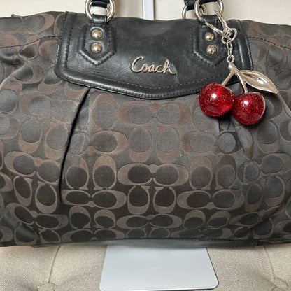 Coach Ashley Black OP Monogram 3 Compartment Tote Shoulder Bag J1281-F19244