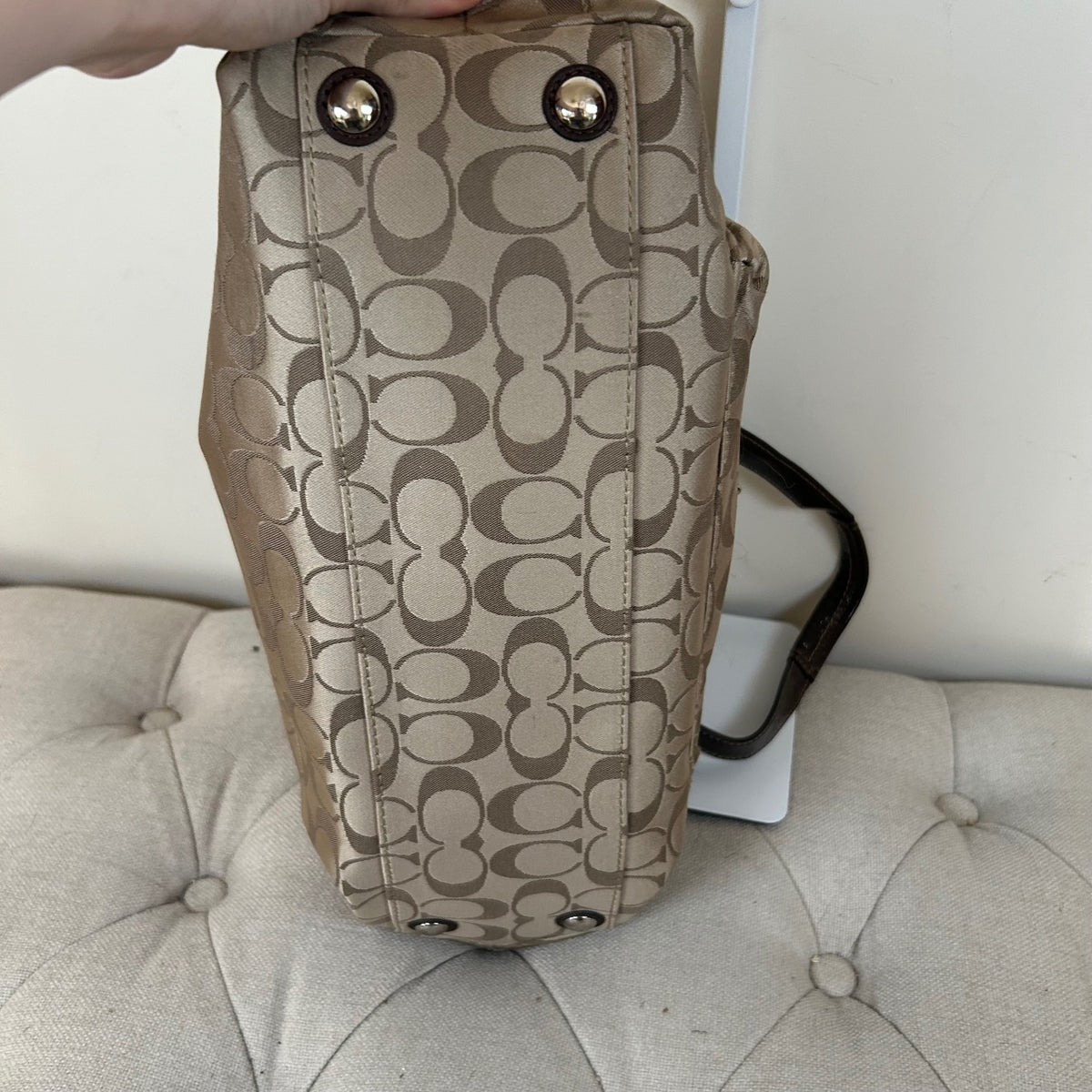 Coach Beige & Brown Monogram Shoulder Bag D1276-F19043