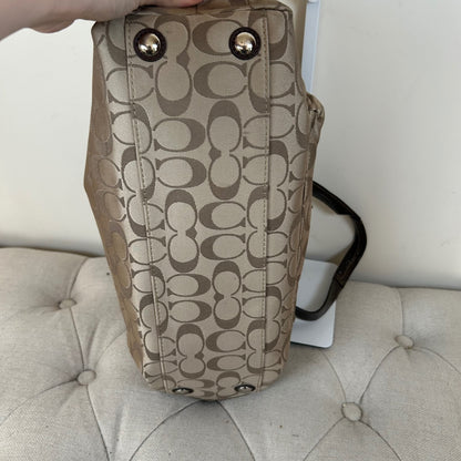 Coach Beige & Brown Monogram Shoulder Bag D1276-F19043