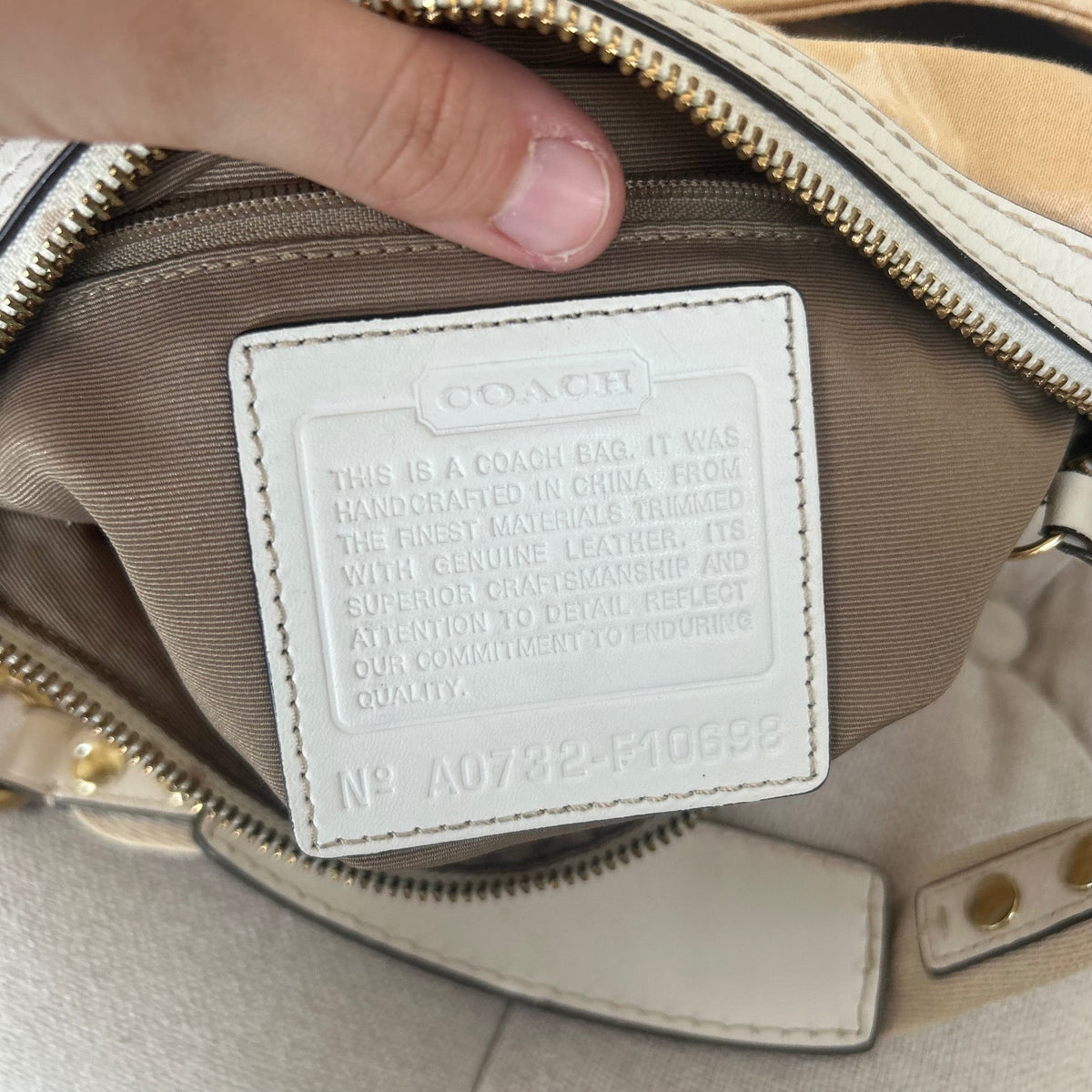 Coach Beige Monogram Hobo Shoulder Bag A0732-F10698