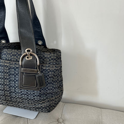 Coach Blue Monogram Tote Soho Shoulder Bag E0885-F12310