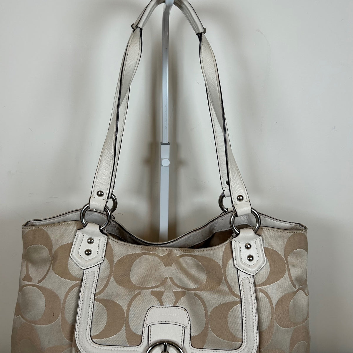 Coach Soho Large Beige Sateen Tote Shoulder Bag M1382-F25294