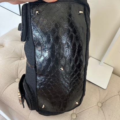 Guess Black Monogram Silver G Baguette Shoulder Bag BNWT