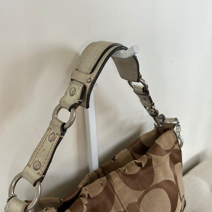 Coach Beige Carly Shoulder Bag with Silver Straps B0826-10619