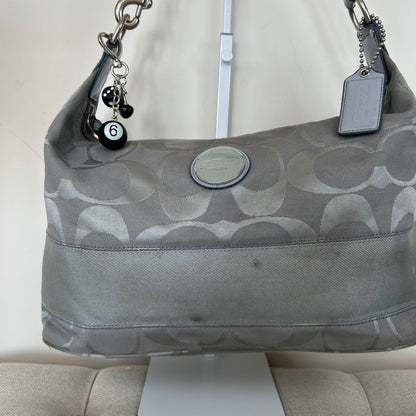 Coach Blue Grey Monogram Hobo Slouch Shoulder Bag K1159-F17434