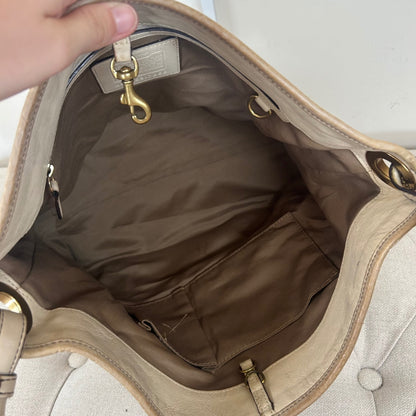 Coach Beige Optic Shoulder Bag with Leather Detail A063-7656
