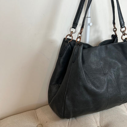 Coach Maggie Black Leather 3 Compartment Shoulder Bag