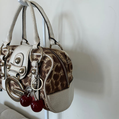 Y2K Guess Cheetah Print Mini Handbag Brown White Trim