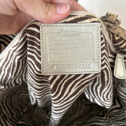 Coach Straw Python Basket Shoulder Bag Beige Silver Hardware L1169-19359