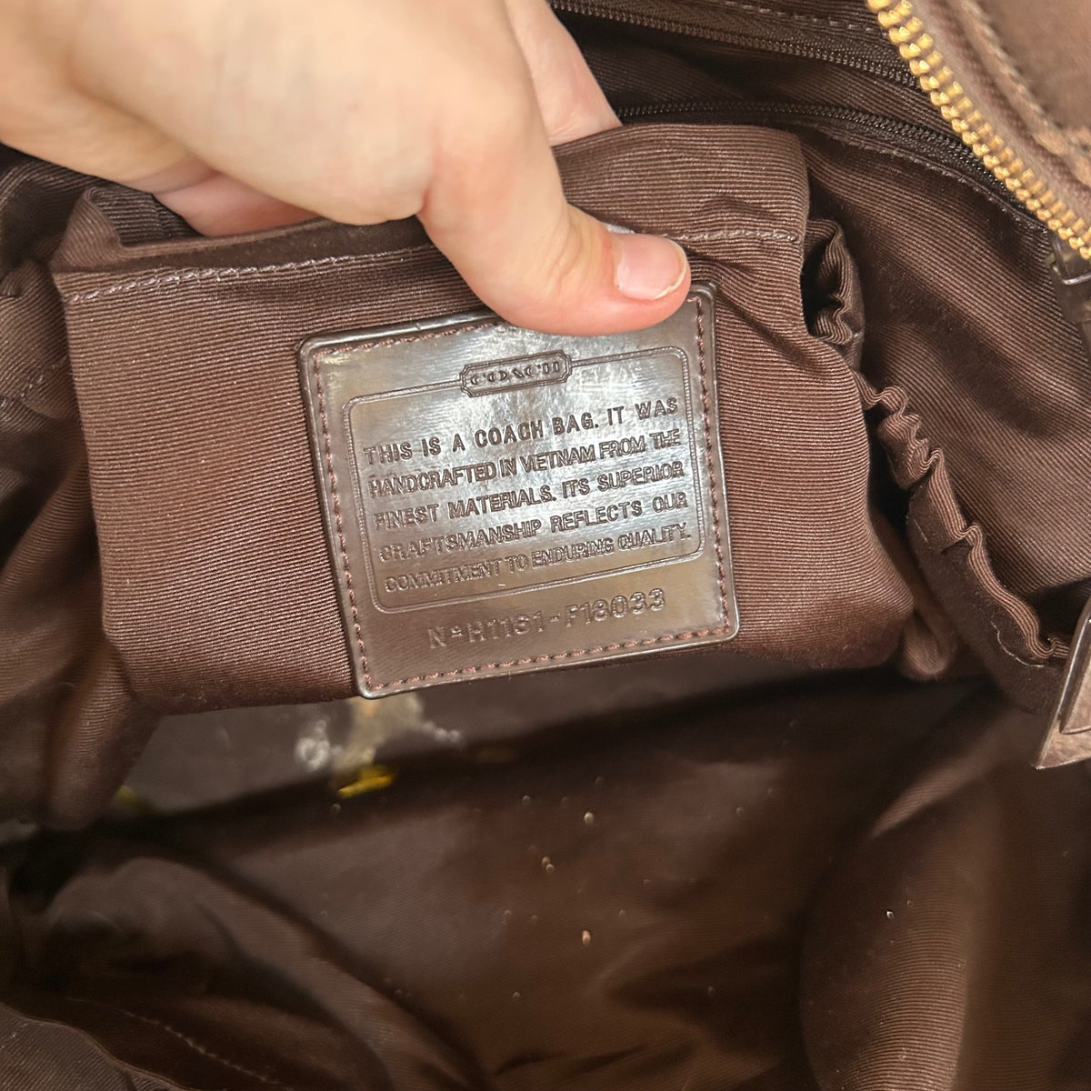 Coach Chocolate Brown Maternity Shoulder Bag H1161-F18033