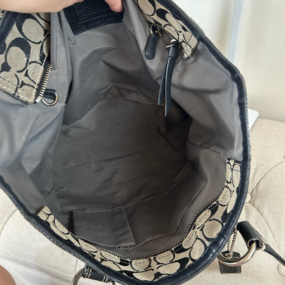 Coach Black Monogram Satchel Tote Shoulder Bag D0749-10987