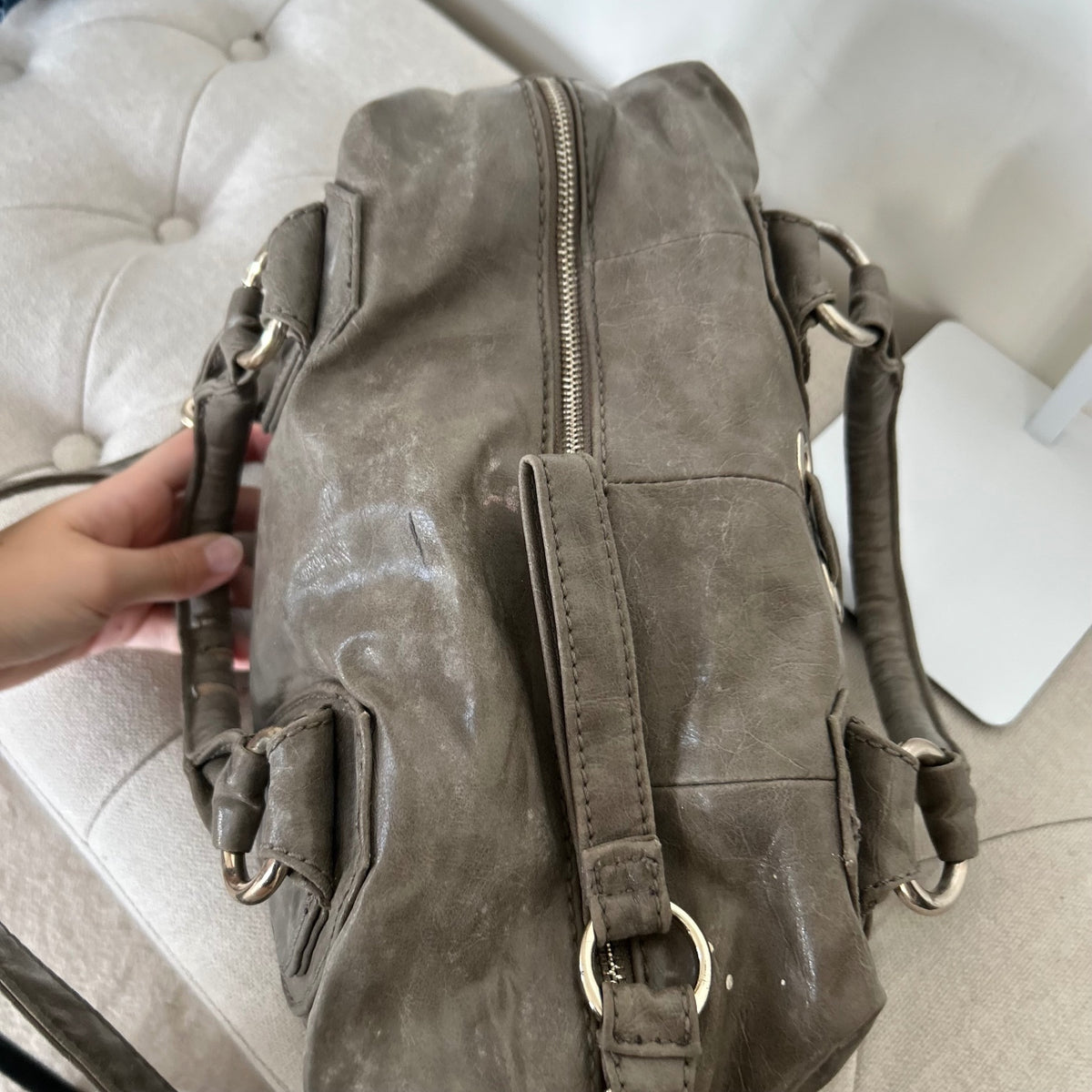 Guess Grey Laced Leather Handbag Shoulder Bag