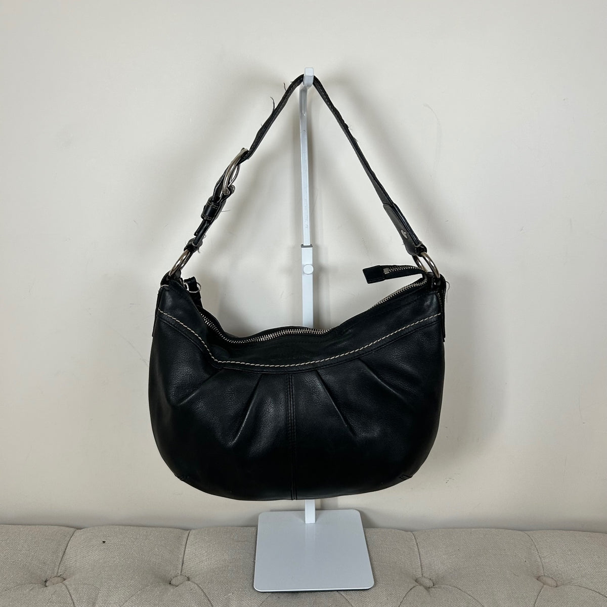 Coach Black Leather Half Moon Shoulder Bag J0917-F13730
