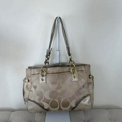 Coach Beige Monogram C 2 Compartment Shoulder Bag J1093-16475