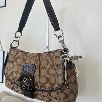 Coach Soho Brown Signature Monogram Shoulder Bag M1161-F17093