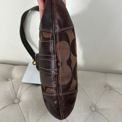 Coach Brown Clip Front Signature Monogram Shoulder Bag D0768-11067