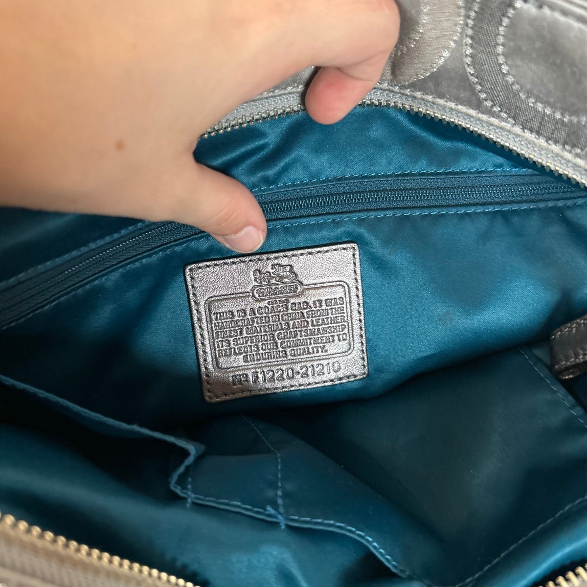 Coach Grey & Silver Op Art East-West Shoulder Bag F1220-21210