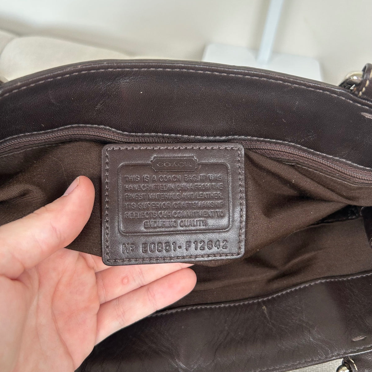 Coach Monogram Brown Hampton Silver Buckle Front Shoulder Bag E0851-F12642