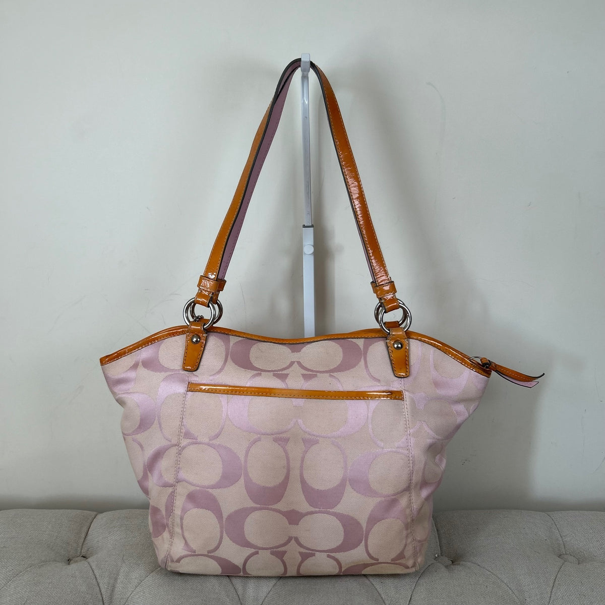 Coach Pink Monogram Turnlock Tote Shoulder Bag B1067-F14659