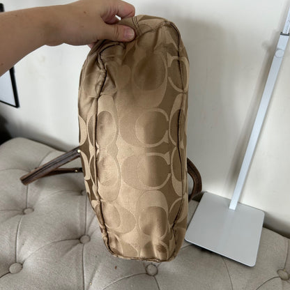 Coach Beige Signature Monogram Tote Shoulder Bag J1020-16410