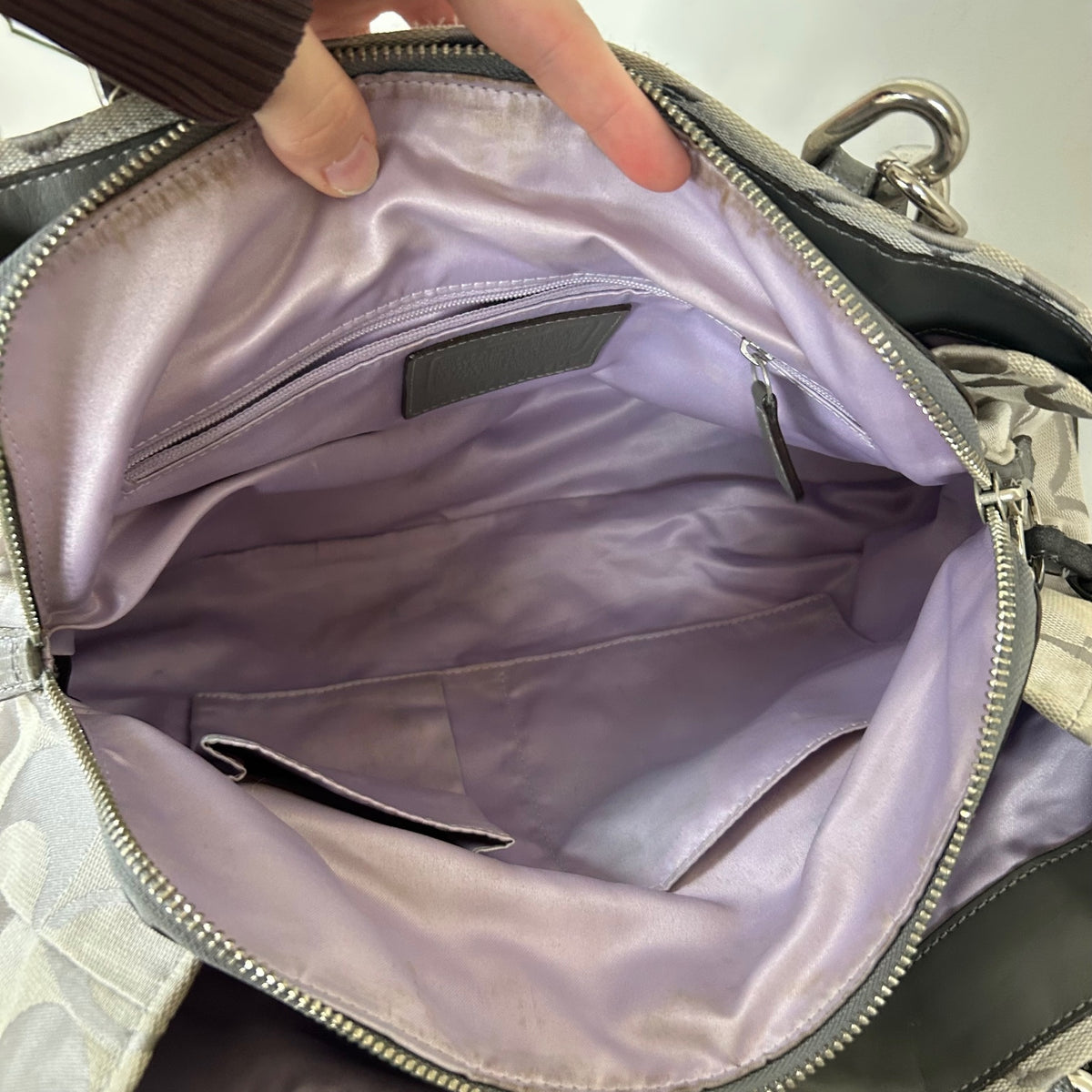 Coach Grey Monogram 3 Compartment Shoulder Bag C1173-17806