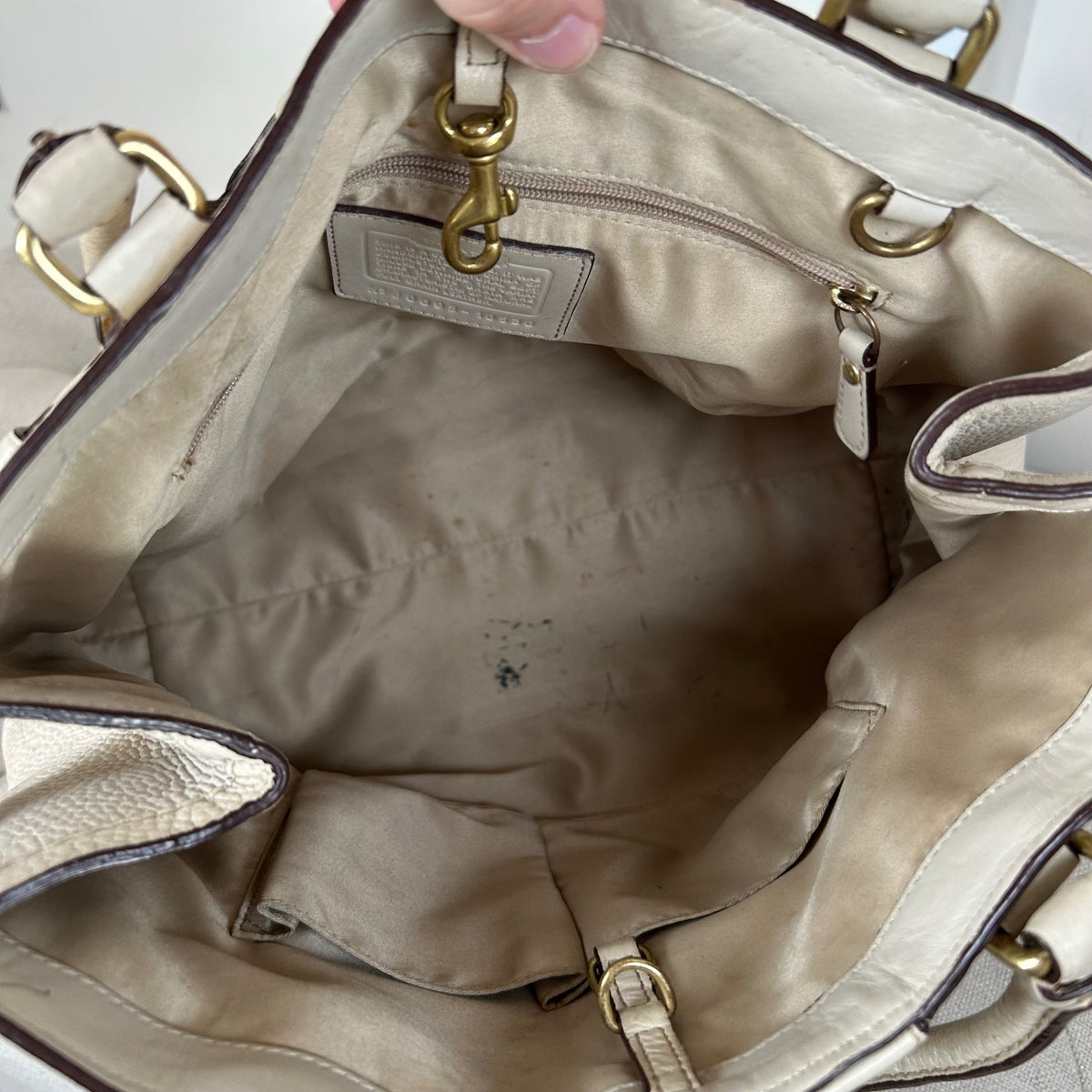 Coach Hampton Beige Pebbled Leather Shoulder Bag J0693-10530