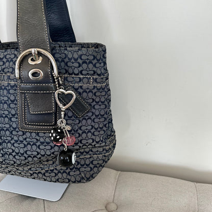 Coach Blue Monogram Tote Shoulder Bag E0885-F12310