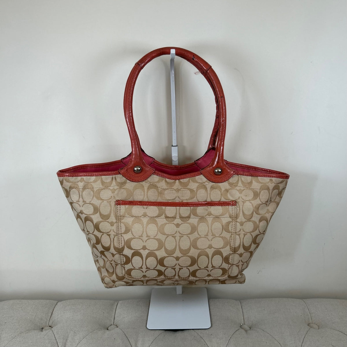 Coach Pink & Beige Floral Bleecker Tote Shoulder Bag M1073-F16276