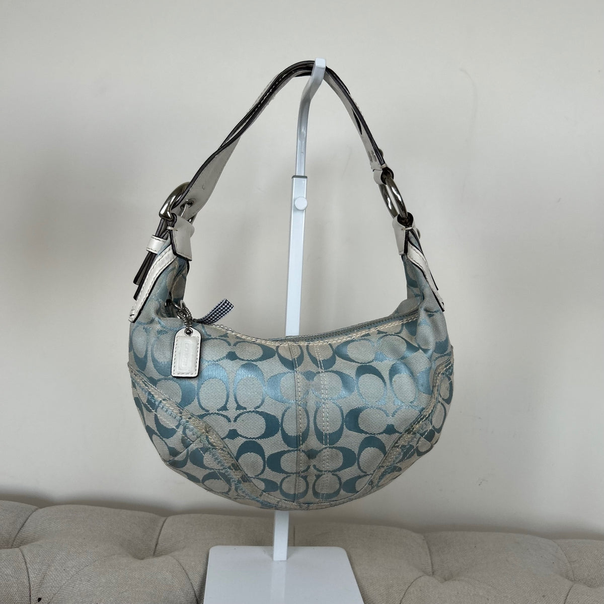 Coach Blue Monogram Signature Half Moon Hobo Shoulder Bag K0668-10599
