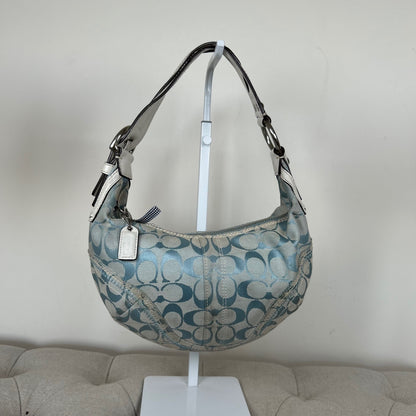 Coach Blue Monogram Signature Half Moon Hobo Shoulder Bag K0668-10599