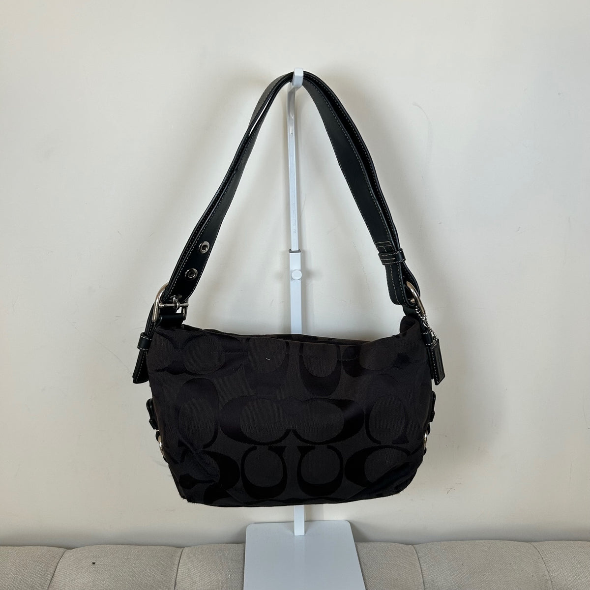 Coach Black Monogram Convertible Shoulder Bag F1194-F15068