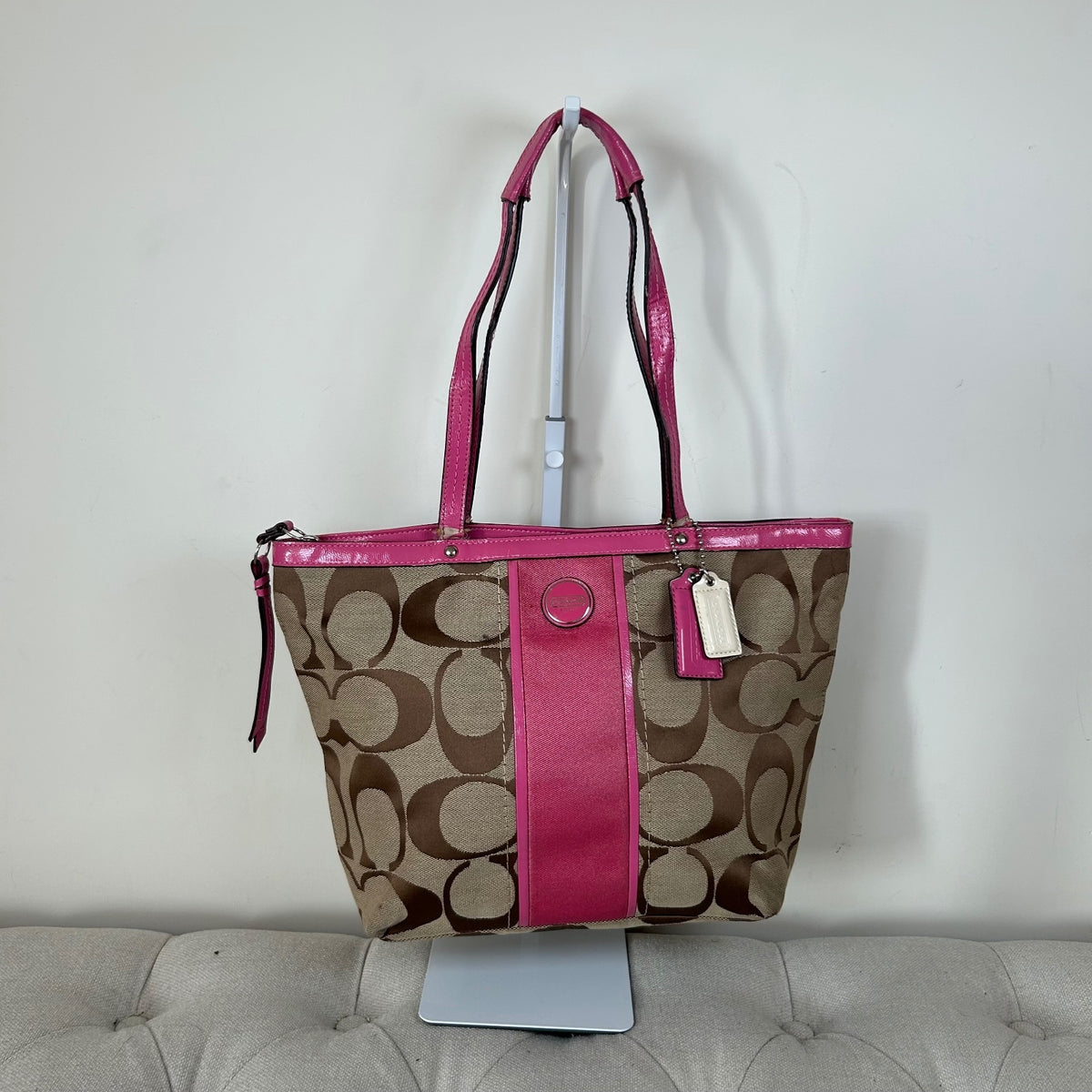 Coach Signature Monogram Pink Stripe Shoulder Bag D1332-F21950