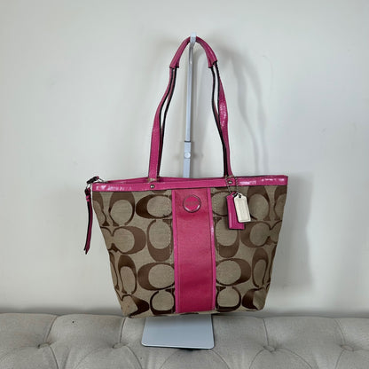 Coach Signature Monogram Pink Stripe Shoulder Bag D1332-F21950