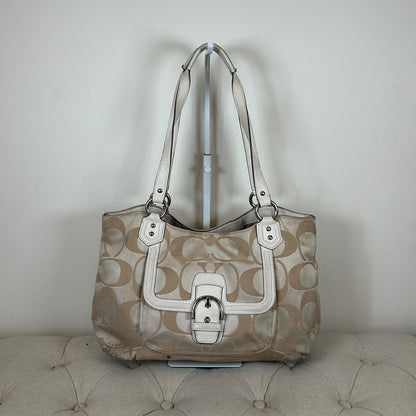 Coach Soho Large Beige Sateen Tote Shoulder Bag M1382-F25294