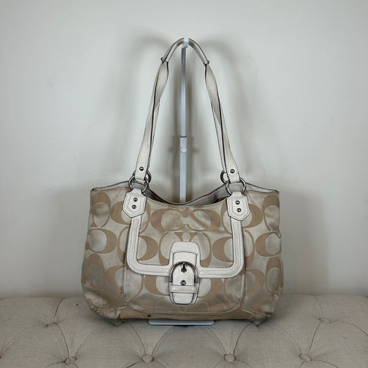 Coach Soho Large Beige Sateen Tote Shoulder Bag M1382-F25294