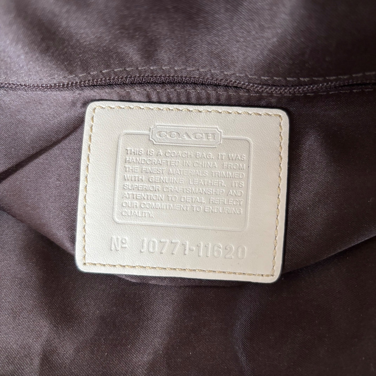 Coach Beige & Silver Monogram Hampton Shoulder Bag J0771-11620