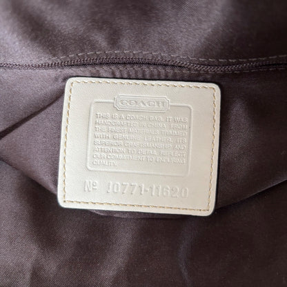 Coach Beige & Silver Monogram Hampton Shoulder Bag J0771-11620