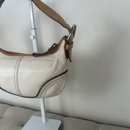 Coach White Leather Signature Mini Hobo Shoulder Bag A04S-4996
