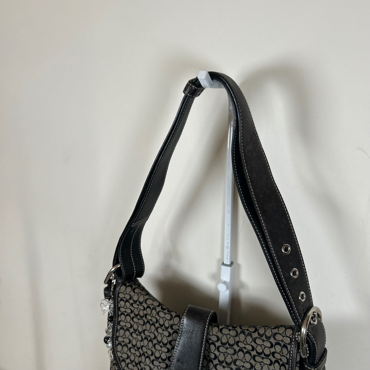 Coach Soho Black Signature Monogram Convertible Shoulder Bag F3K-6376