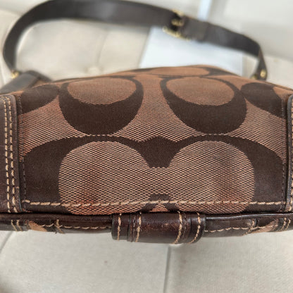 Coach Brown Clip Front Signature Monogram Shoulder Bag D0768-11067